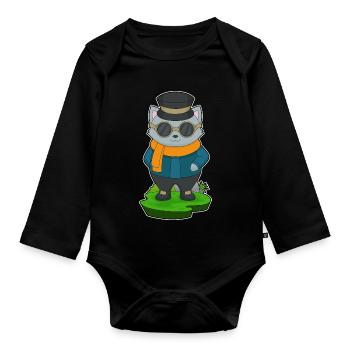 Cat Sunglasses - Organic Longsleeve Baby Bodysuit - black - Front