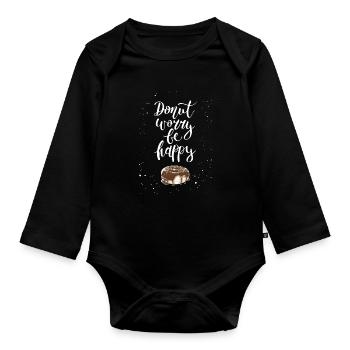 Donut lustiger Spruch - Baby Bio-Langarm-Body - Schwarz - Vorne