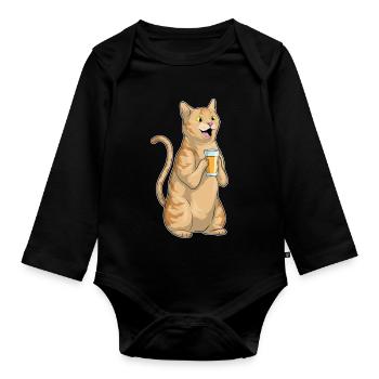 Katze Saft - Baby Bio-Langarm-Body - Schwarz - Vorne