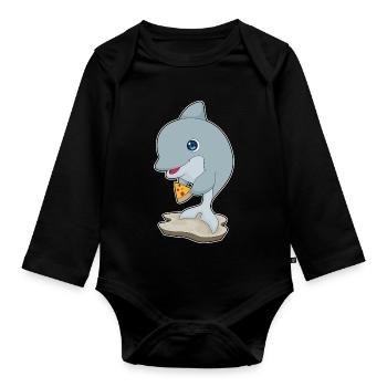 Dolphin Pizza - Organic Longsleeve Baby Bodysuit - black - Front