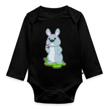 Popsicles lapin - Body Bébé bio manches longues - noir - Devant