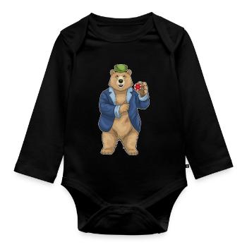 Bear Poker Jetons de poker - Body Bébé bio manches longues - noir - Devant