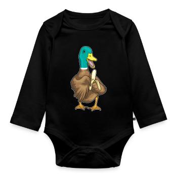 Canard Banane - Body Bébé bio manches longues - noir - Devant