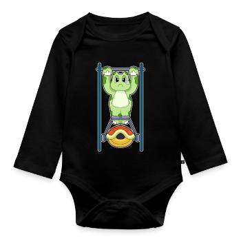 Turtle Bodybuilder Pull-ups Bodybuilding - Organic Longsleeve Baby Bodysuit - black - Front