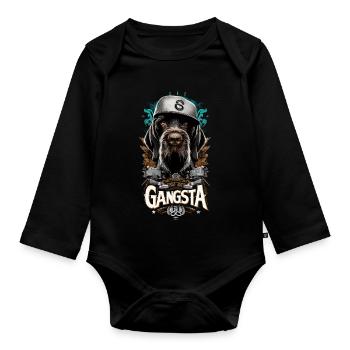 Cadeau allemand pour chien gangsta à poil dur - Body Bébé bio manches longues - noir - Devant