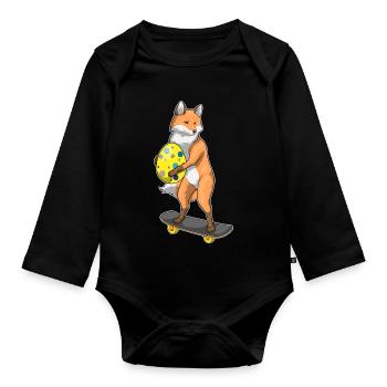 Fox Easter Skateboard - Body Bébé bio manches longues - noir - Devant