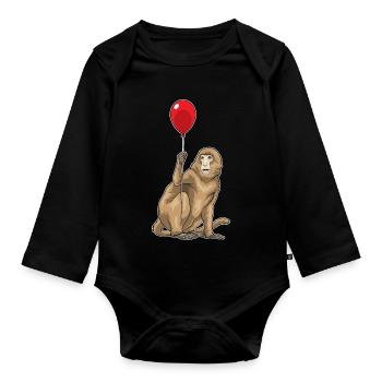 Affe Luftballon - Baby Bio-Langarm-Body - Schwarz - Vorne