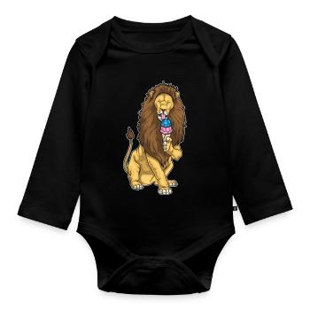 Löwe Waffeleis - Baby Bio-Langarm-Body - Schwarz - Vorne
