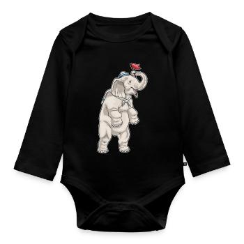 Elefant Seemann Seemansmütze - Baby Bio-Langarm-Body - Schwarz - Vorne
