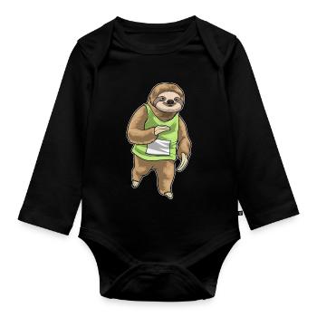 Sloth Jogger Jogging Sport - Organic Longsleeve Baby Bodysuit - black - Front