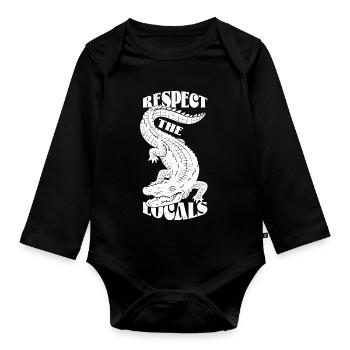 Respect the Locals – Wildlife Statement - Organic Longsleeve Baby Bodysuit - black - Front