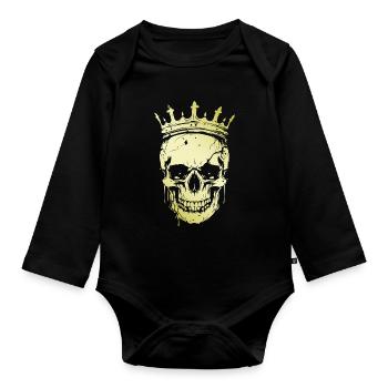 Couronne de crâne de roi - Body Bébé bio manches longues - noir - Devant