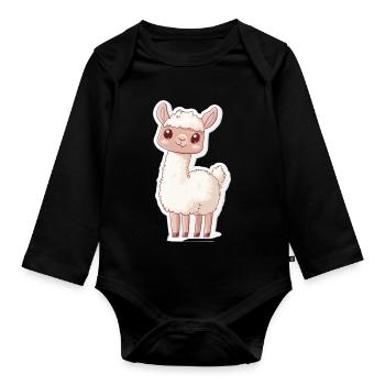 Llama Alpaca Llama Animal Gift - Organic Longsleeve Baby Bodysuit - black - Front