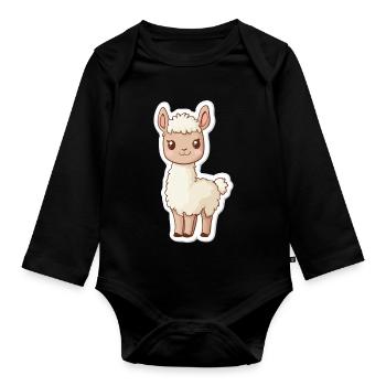 Llama Alpaca Llama Animal Gift - Organic Longsleeve Baby Bodysuit - black - Front