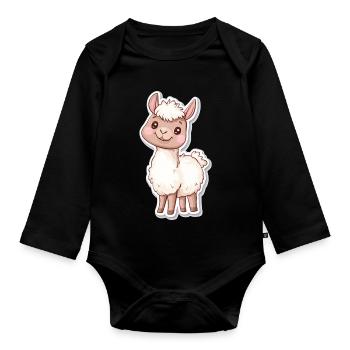Llama Alpaca Llama Animal Gift - Organic Longsleeve Baby Bodysuit - black - Front