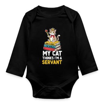 Motif de règle de couronne de chaton - Body Bébé bio manches longues - noir - Devant