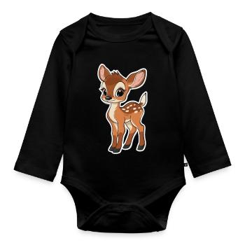 roe deer - Organic Longsleeve Baby Bodysuit - black - Front