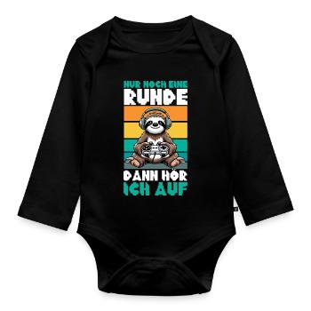Just one more round then I'll stop sloth - Organic Longsleeve Baby Bodysuit - black - Front