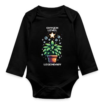 Oxygen Level Legendary | Plant Power Gaming - Organic Longsleeve Baby Bodysuit - black - Front