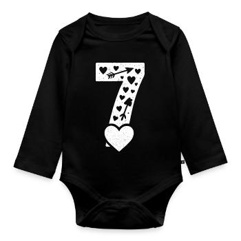 Fun 67 Number 6-7 6 7 Matching Valentine's Card Sec - Organic Longsleeve Baby Bodysuit - black - Front