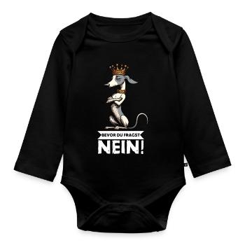 Bevor Du Fragst  Whippet Windhund Whippets  - Baby Bio-Langarm-Body - Schwarz - Vorne