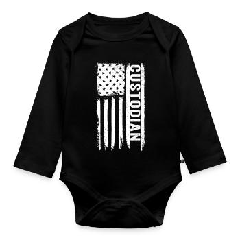 Concierge, drapeau américain, Patriotic S - Body Bébé bio manches longues - noir - Devant