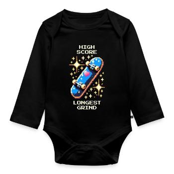 High Score Longest Grind | Skateboarding - Baby Bio-Langarm-Body - Schwarz - Vorne