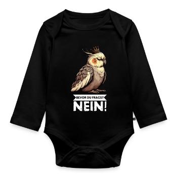 Before You Ask Cockatiel Cockatiels - Organic Longsleeve Baby Bodysuit - black - Front