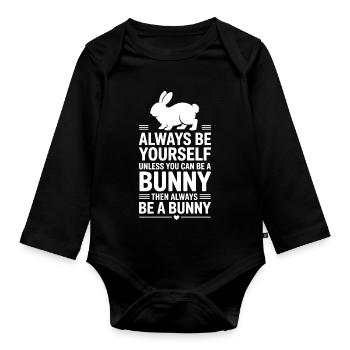 Hasen Sprüche Hase Lustiges Hasen Geschenk - Baby Bio-Langarm-Body - Schwarz - Vorne