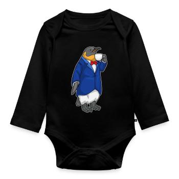 Taupe - Body Bébé bio manches longues - noir - Devant