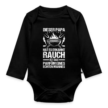 Barbecue Father Father's Day Dad - Organic Longsleeve Baby Bodysuit - black - Front