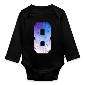 numéro 8 – Cadeau anniversaire 8 ans - Body Bébé bio manches longues - noir - Devant