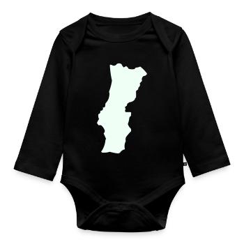 Portugal Silhouette Graphic - Organic Longsleeve Baby Bodysuit - black - Front