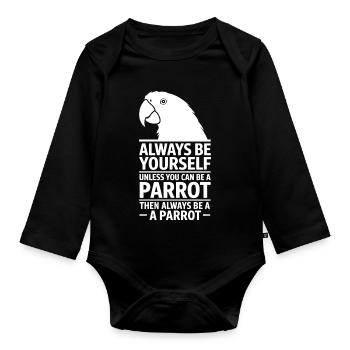 Dictons des perroquets Cadeau drôle de perroquet - Body Bébé bio manches longues - noir - Devant