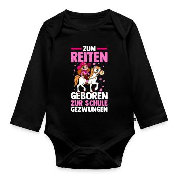 Reiten Pferdeliebhaber Reiterhof Pferde - Baby Bio-Langarm-Body - Schwarz - Vorne