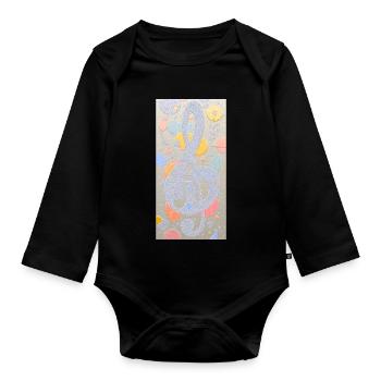 Abstraktes Kunstwerk mit Noten - Baby Bio-Langarm-Body - Schwarz - Vorne