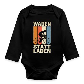 Waden statt laden - Baby Bio-Langarm-Body - Schwarz - Vorne