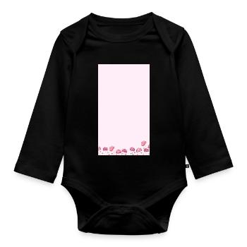 Pink Watercolor Blossom Bouquet - Organic Longsleeve Baby Bodysuit - black - Front