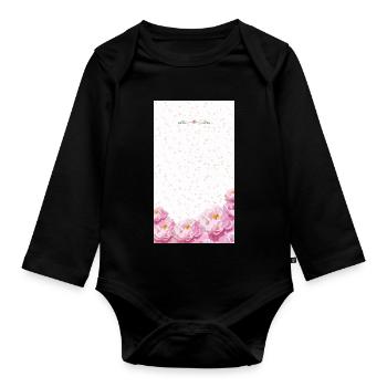 Bouquet de fleurs aquarelles roses - Body Bébé bio manches longues - noir - Devant