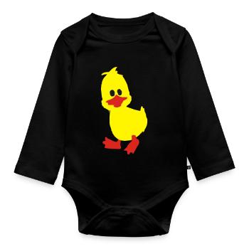 ente, entchen - Baby Bio-Langarm-Body - Schwarz - Vorne