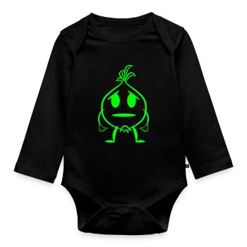 Onion Desperate Despair funny green - Organic Longsleeve Baby Bodysuit - black - Front