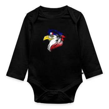 France - Organic Longsleeve Baby Bodysuit - black - Front