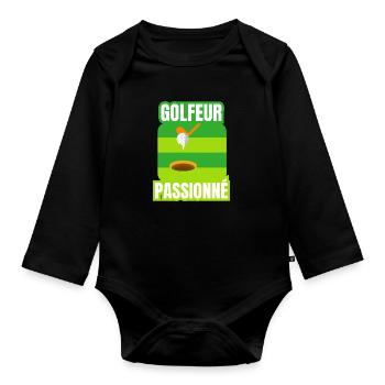 golfeur passionné - Body Bébé bio manches longues - noir - Devant