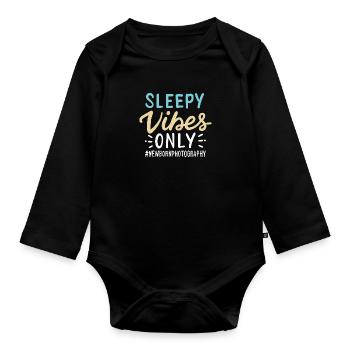 Sleepy Vibes Only - Baby Bio-Langarm-Body - Schwarz - Vorne