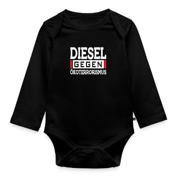 Diesel gegen Ökoterrorismus - Baby Bio-Langarm-Body - Schwarz - Vorne