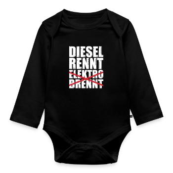 Diesel rennt Elektro brennt - Baby Bio-Langarm-Body - Schwarz - Vorne