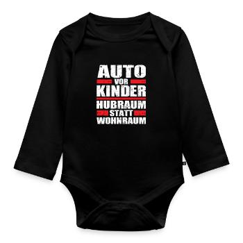 Auto vor Kinder hubraum statt wohnraum - Baby Bio-Langarm-Body - Schwarz - Vorne