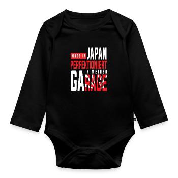 Made in Japan perfektioniert in meiner Garage - Baby Bio-Langarm-Body - Schwarz - Vorne