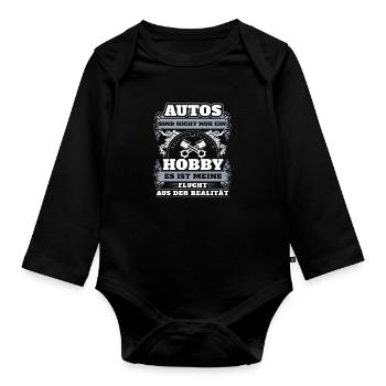 Autos sind nicht nur ein Hobby es ist meine Flucht - Baby Bio-Langarm-Body - Schwarz - Vorne