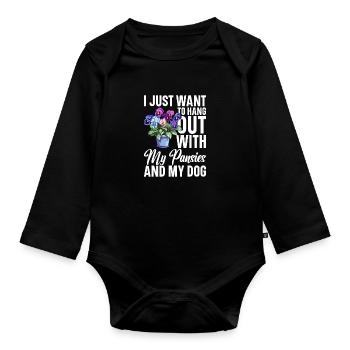 Pansy Flower Seeds Pansies Live Gardening Tools - Organic Longsleeve Baby Bodysuit - black - Front